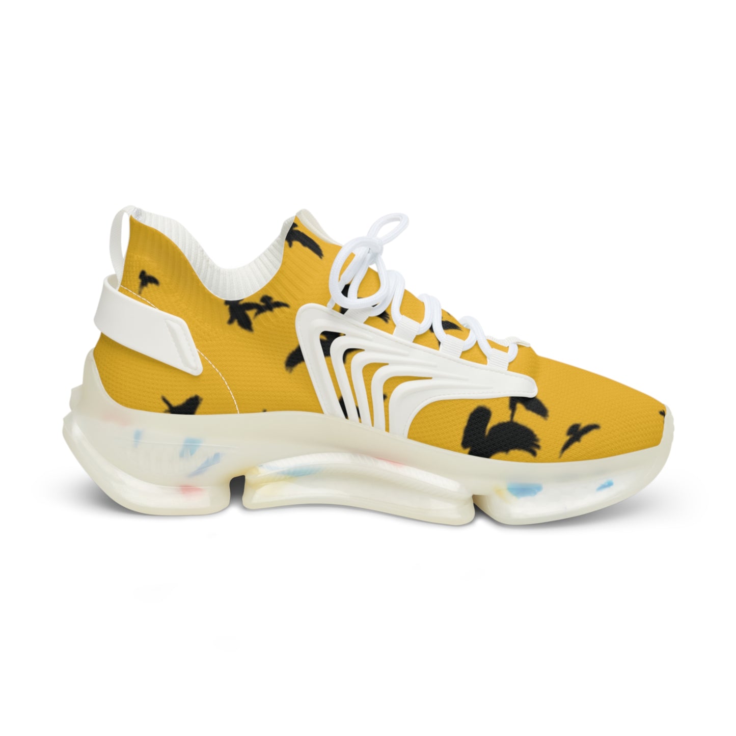 Crowgodshi Mesh Sneakers with Artistic Bird Print