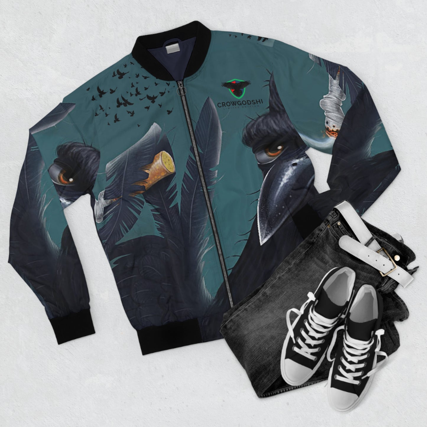 Limited Edition Men's Bomber Jacket with Smok'N Crow Design