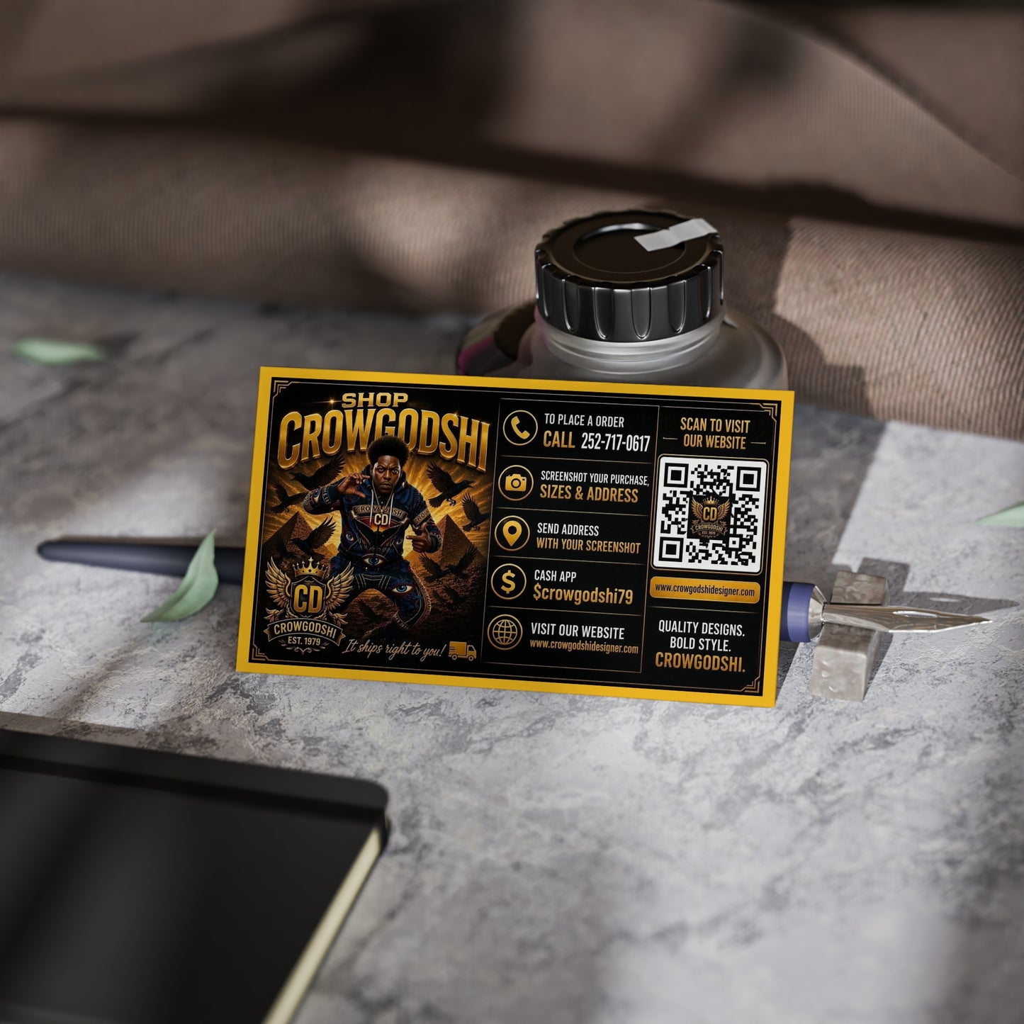 Crowgodshi Designer Promo Card with QR Code