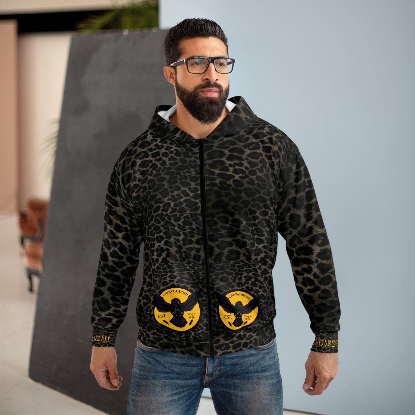 Crowgodshi Designer Jaguar Zipped Hoodie