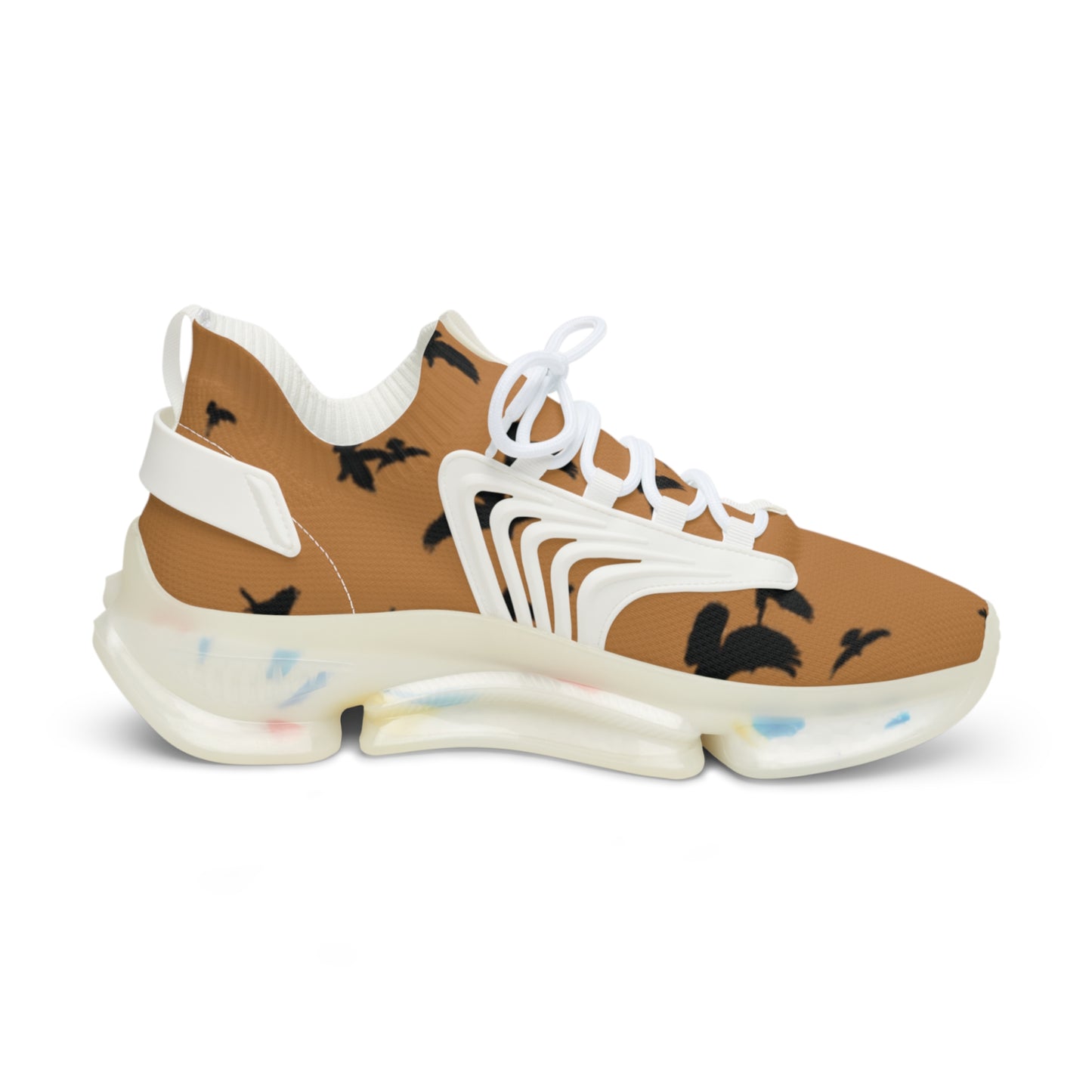 Crowgodshi Mesh Sneakers with Artistic Bird Print