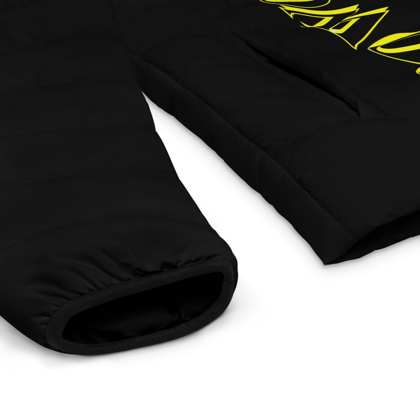 Men's CROWGODSHI 2nd GEN Puffer Jacket, BLACK W/ YELLOW LOGO