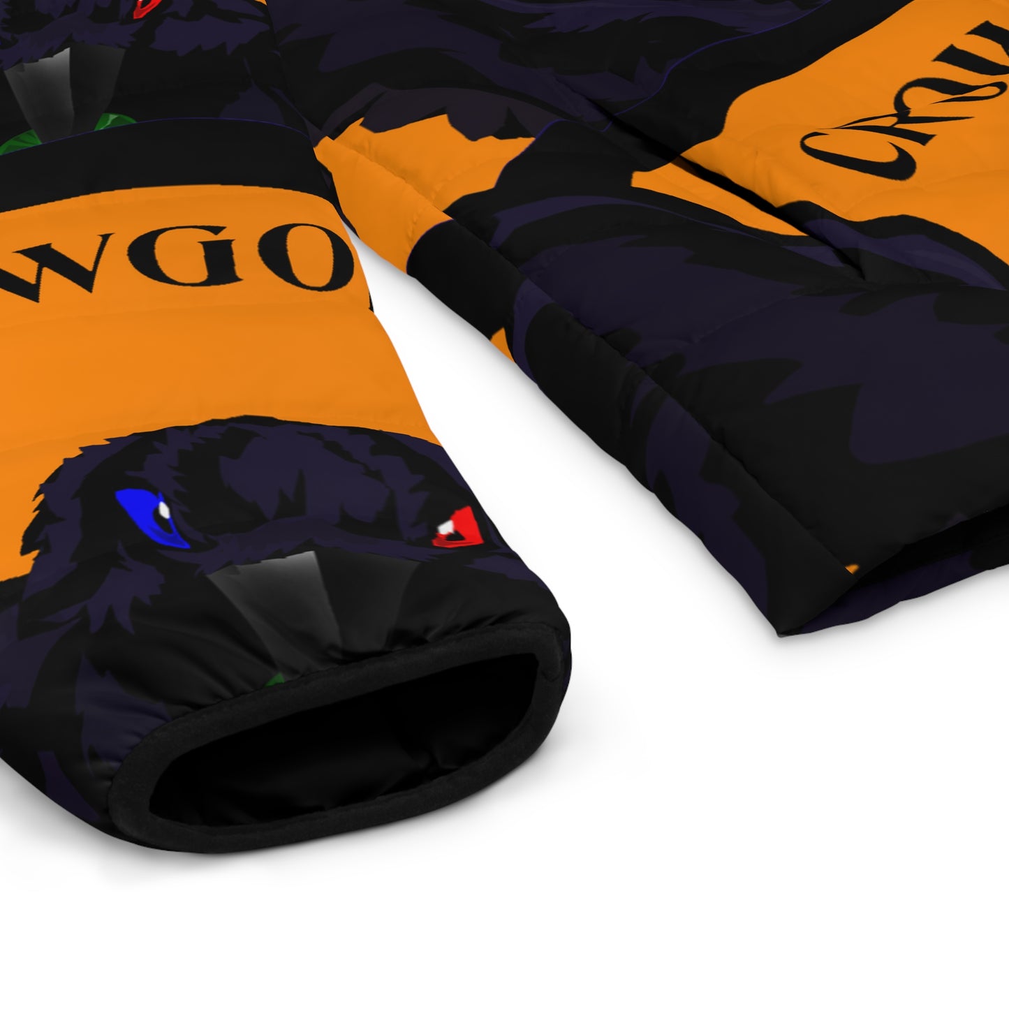 Men's Special Edition Crowgodshi Puffer Jacket, ORANGE LOGO