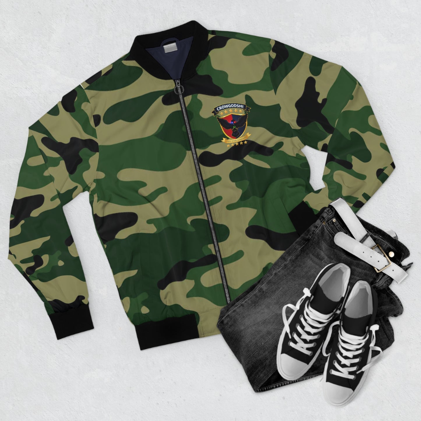 Camo 'CrowGodShi' Five Star General Bomber Jacket