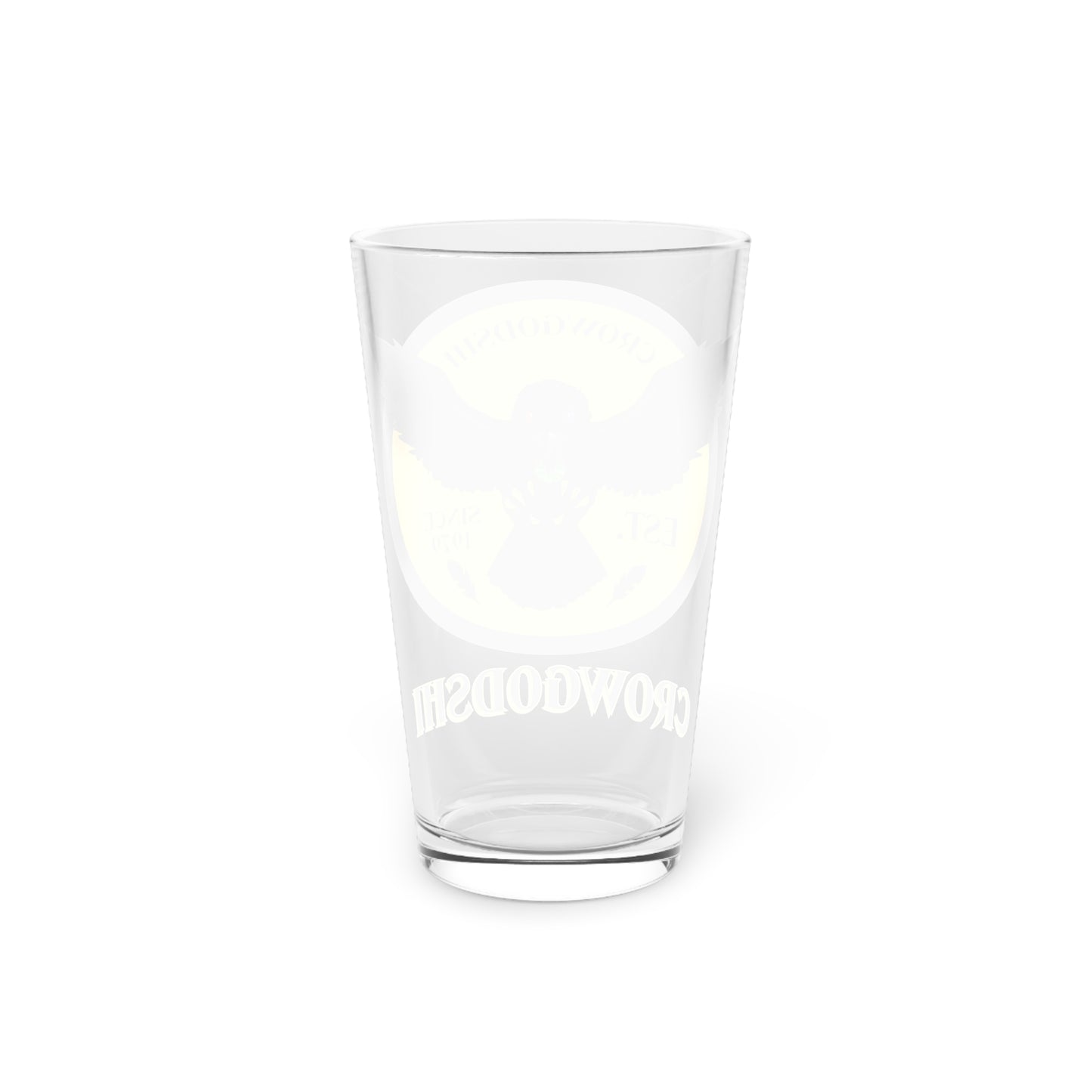 Gold Logo Crowgodshi Pint Glass, 16oz