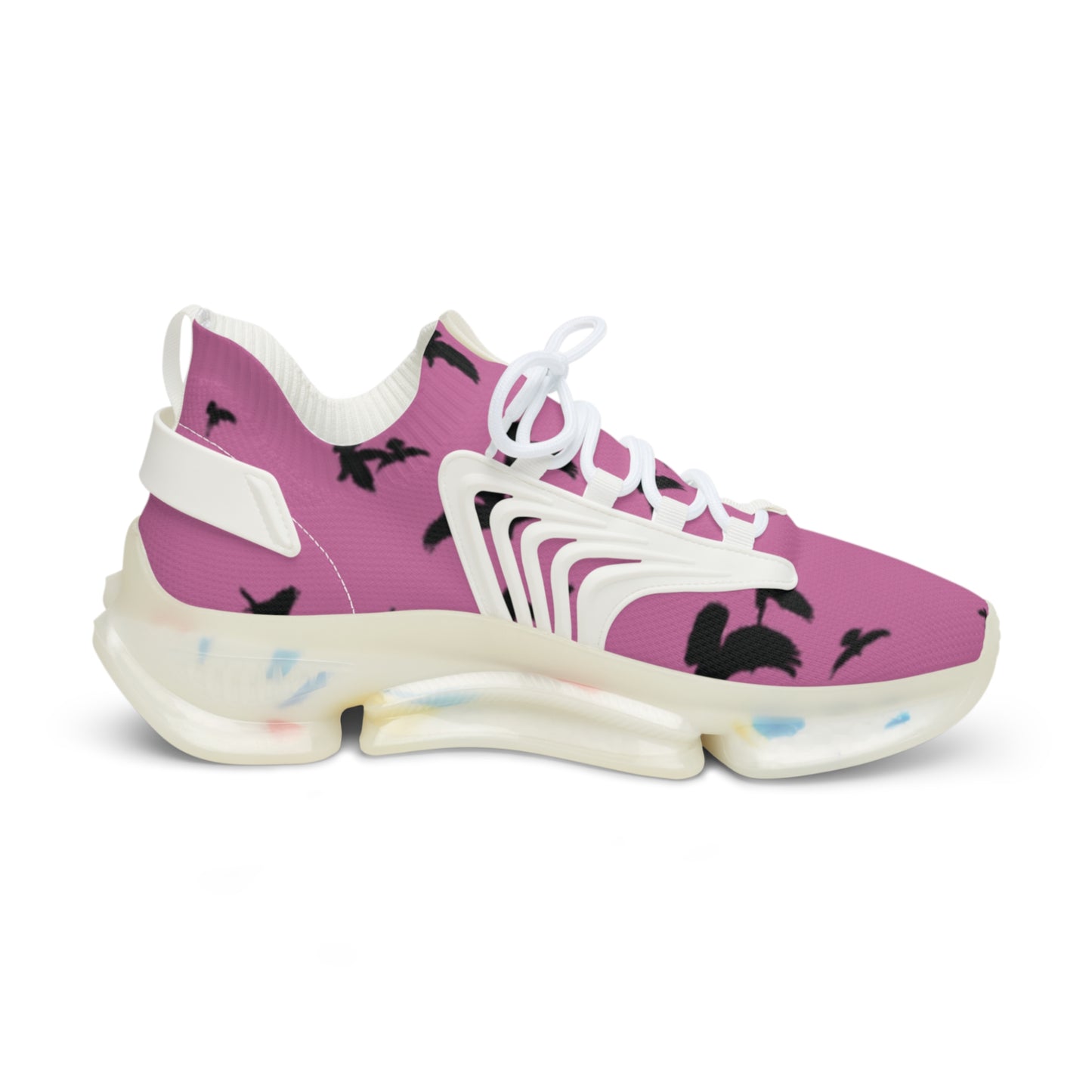 Crowgodshi Mesh Sneakers with Artistic Bird Print