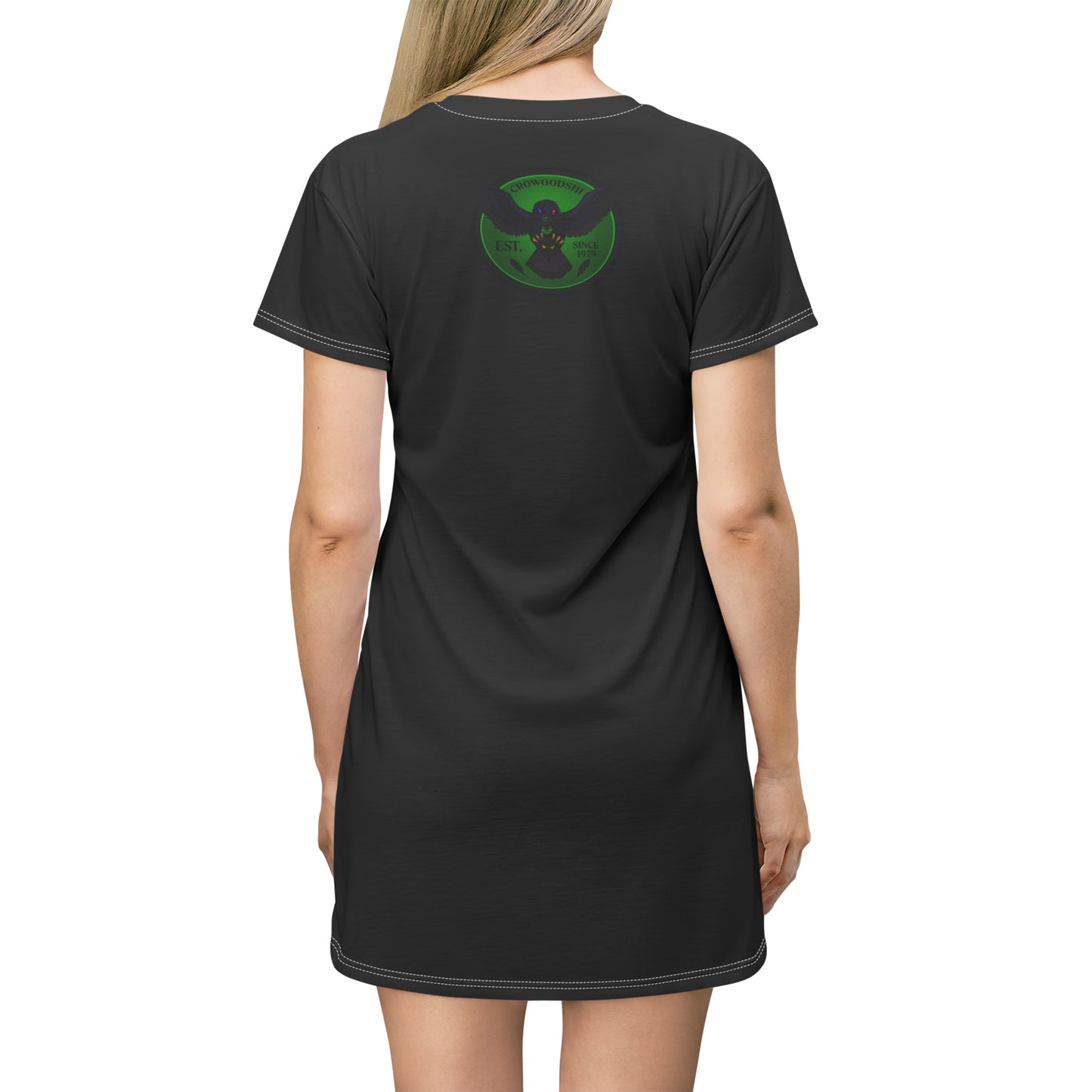 Crowgodshi Symbol T-Shirt Dress, GREEN LOGO