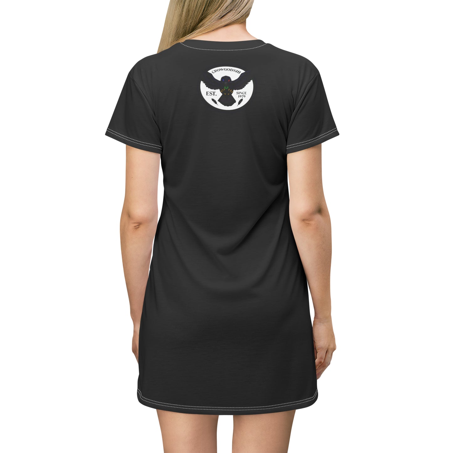 Crowgodshi Symbol T-Shirt Dress, WHITE LOGO
