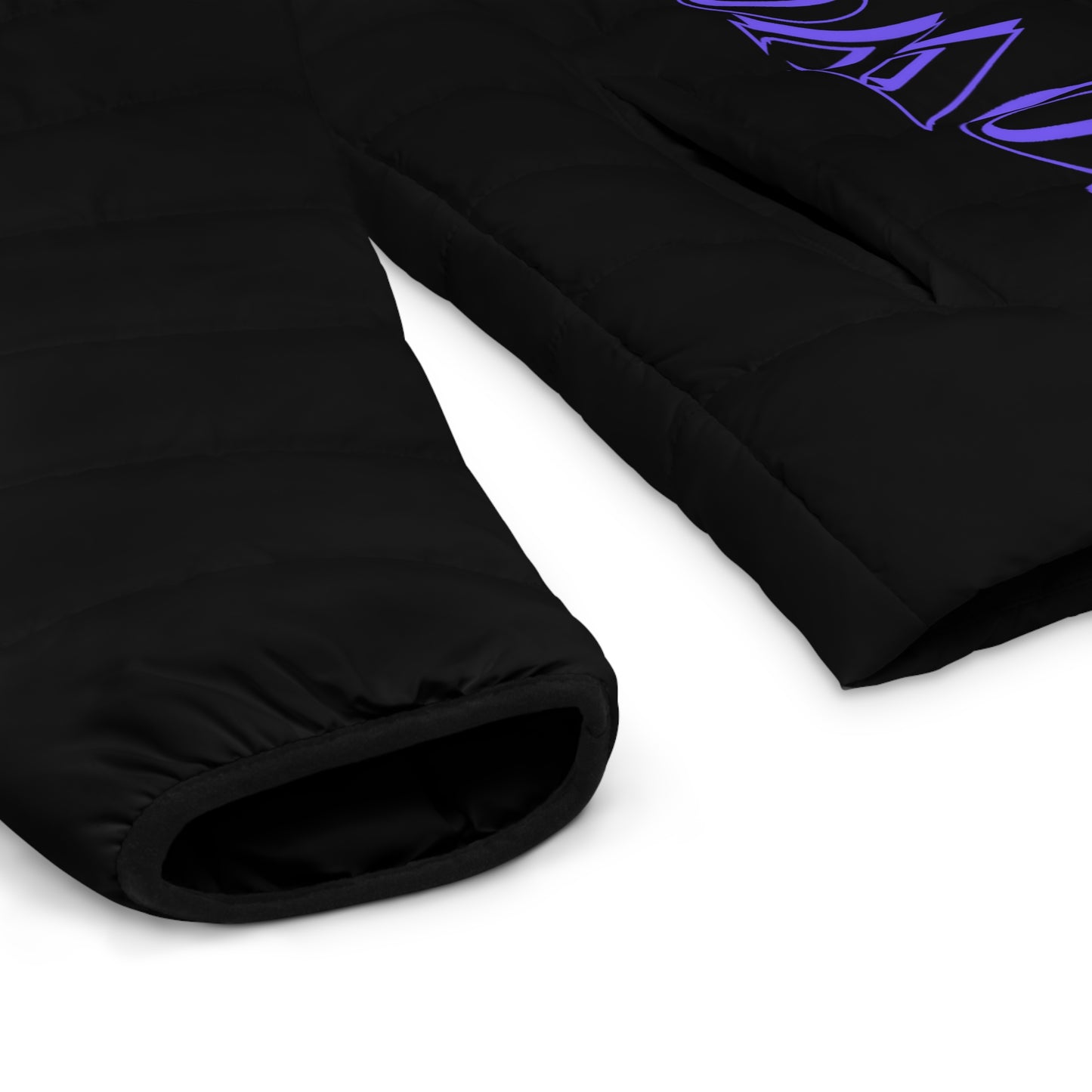 Men's CROWGODSHI 2nd GEN Puffer Jacket, BLACK W/ PURPLE LOGO