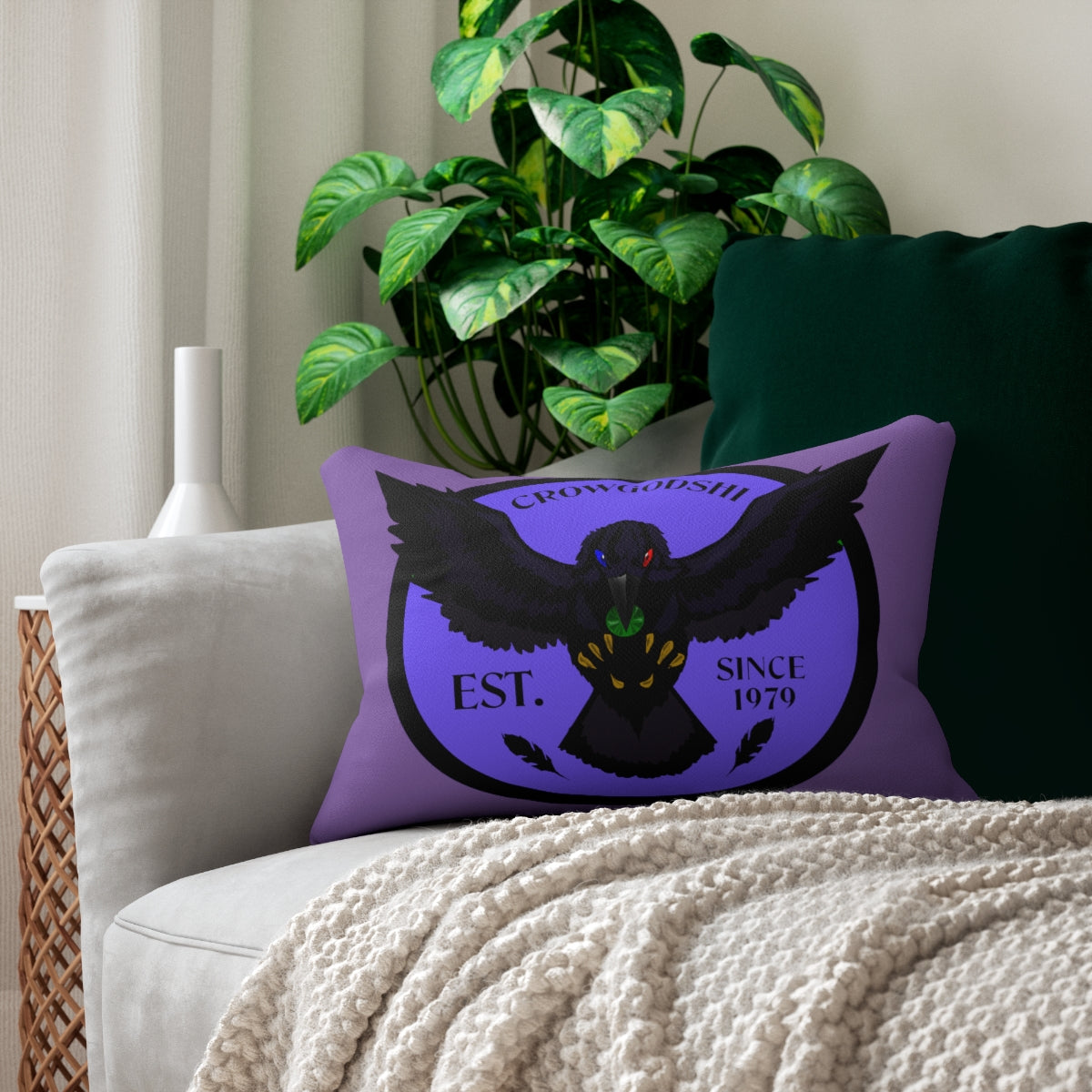 Crowgodshi First Generation Lumbar Pillow, PURPLE LOGO