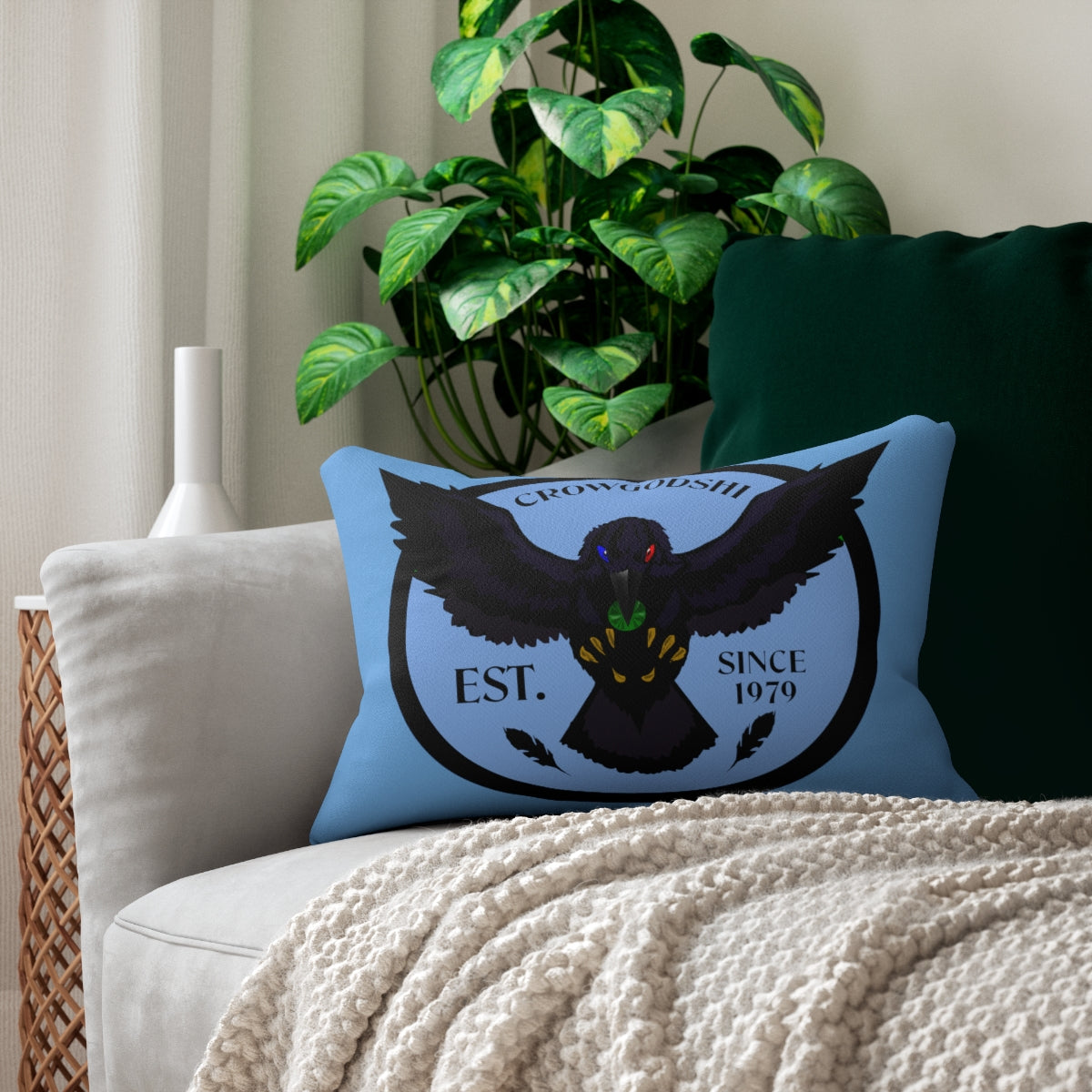 Crowgodshi First Generation Lumbar Pillow, CAROLINA BLUE LOGO