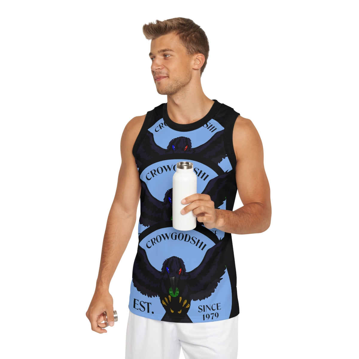 Special Edition Crowgodshi Designer Basketball Jersey, CAROLINA BLUE LOGO