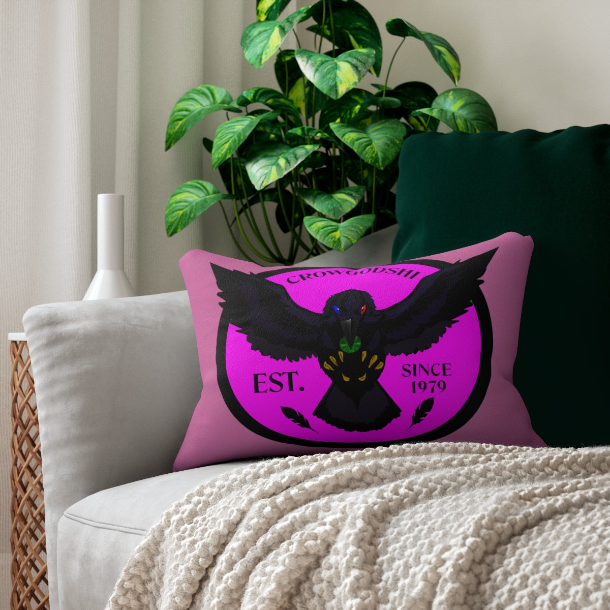 Crowgodshi First Generation Lumbar Pillow, PINK LOGO