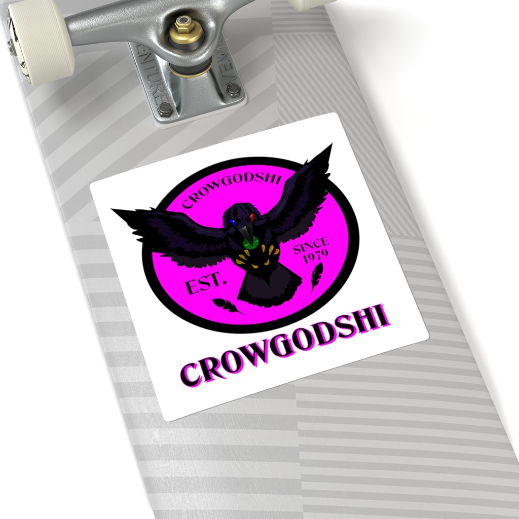 Crowgodshi Square Stickers, PINK LOGO