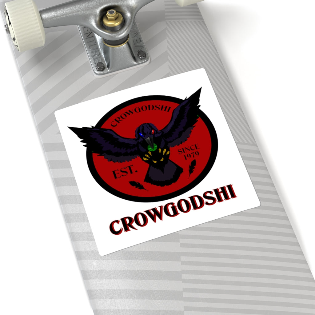 Crowgodshi Square Stickers, BURGUNDY LOGO