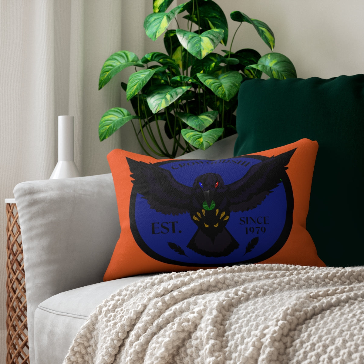 Crowgodshi First Generation Lumbar Pillow, BLUE LOGO