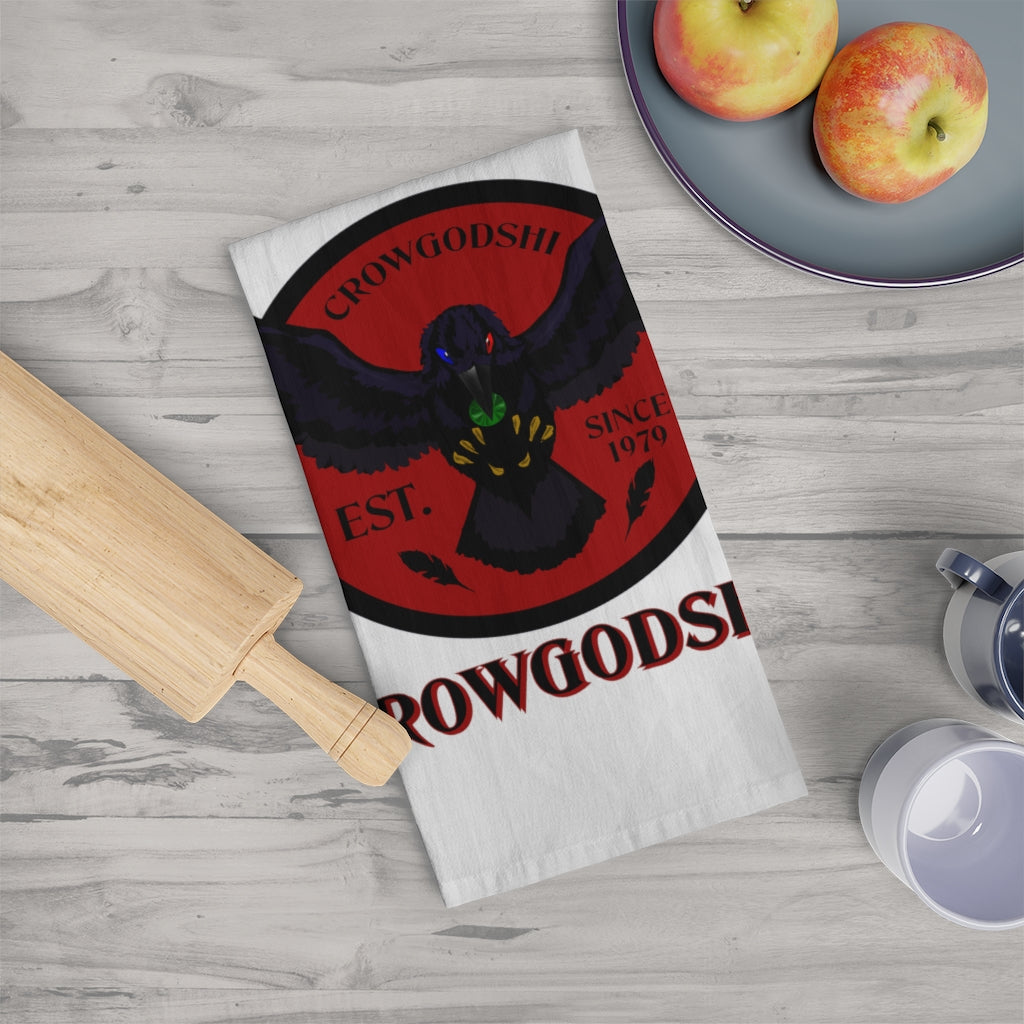Crowgodshi Kitchen Towel, BURGUNDY LOGO