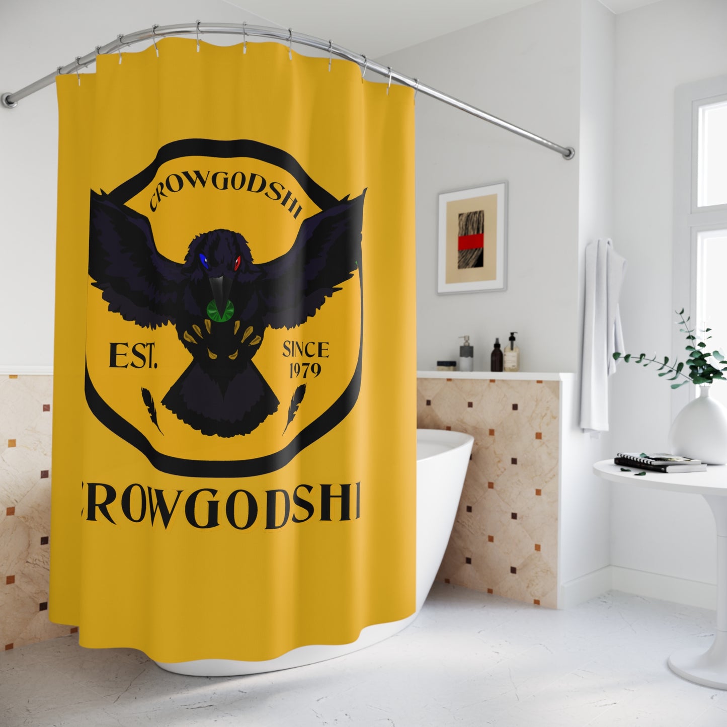 Crowgodshi First Generation Shower Curtain, GOLD LOGO