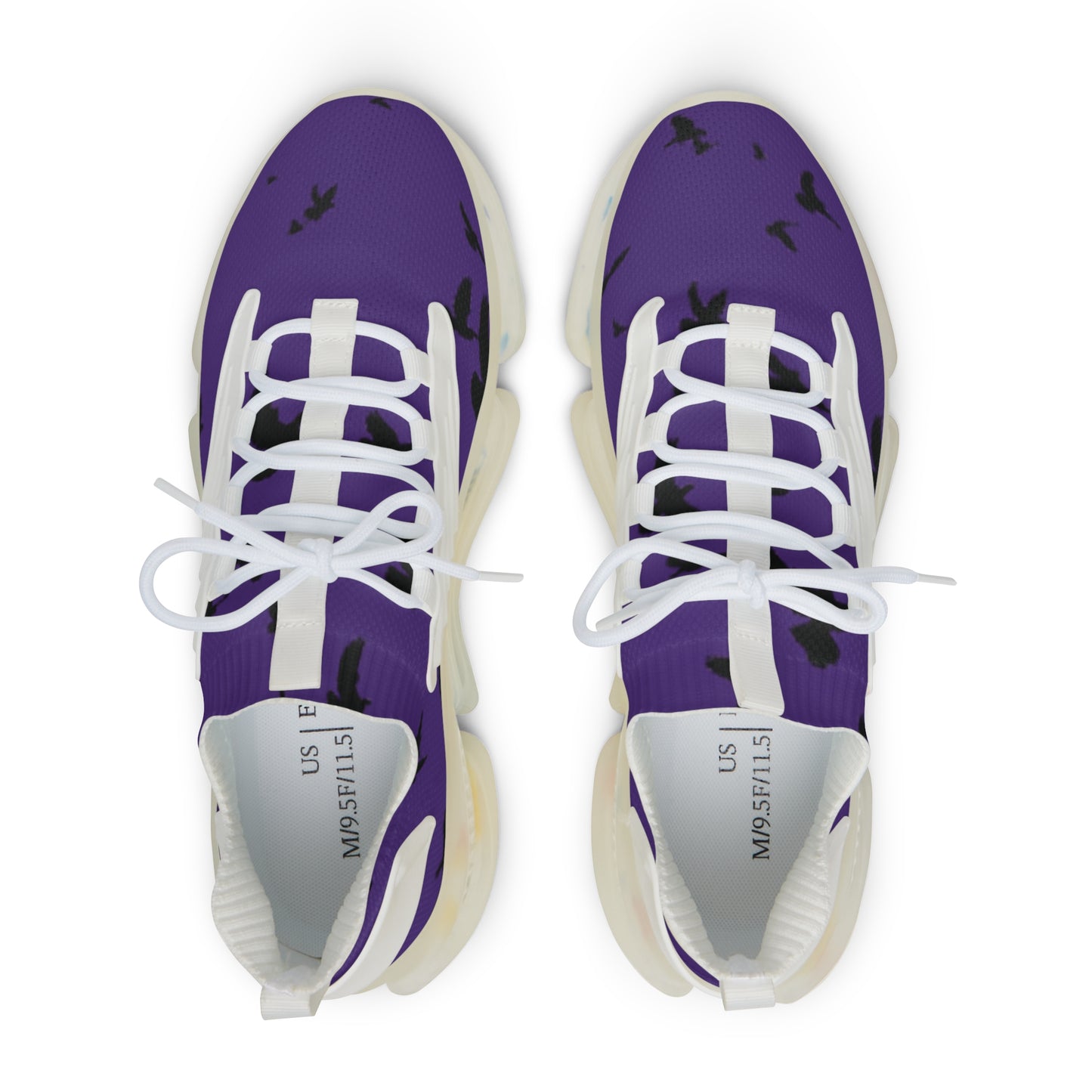 Crowgodshi Mesh Sneakers with Artistic Bird Print