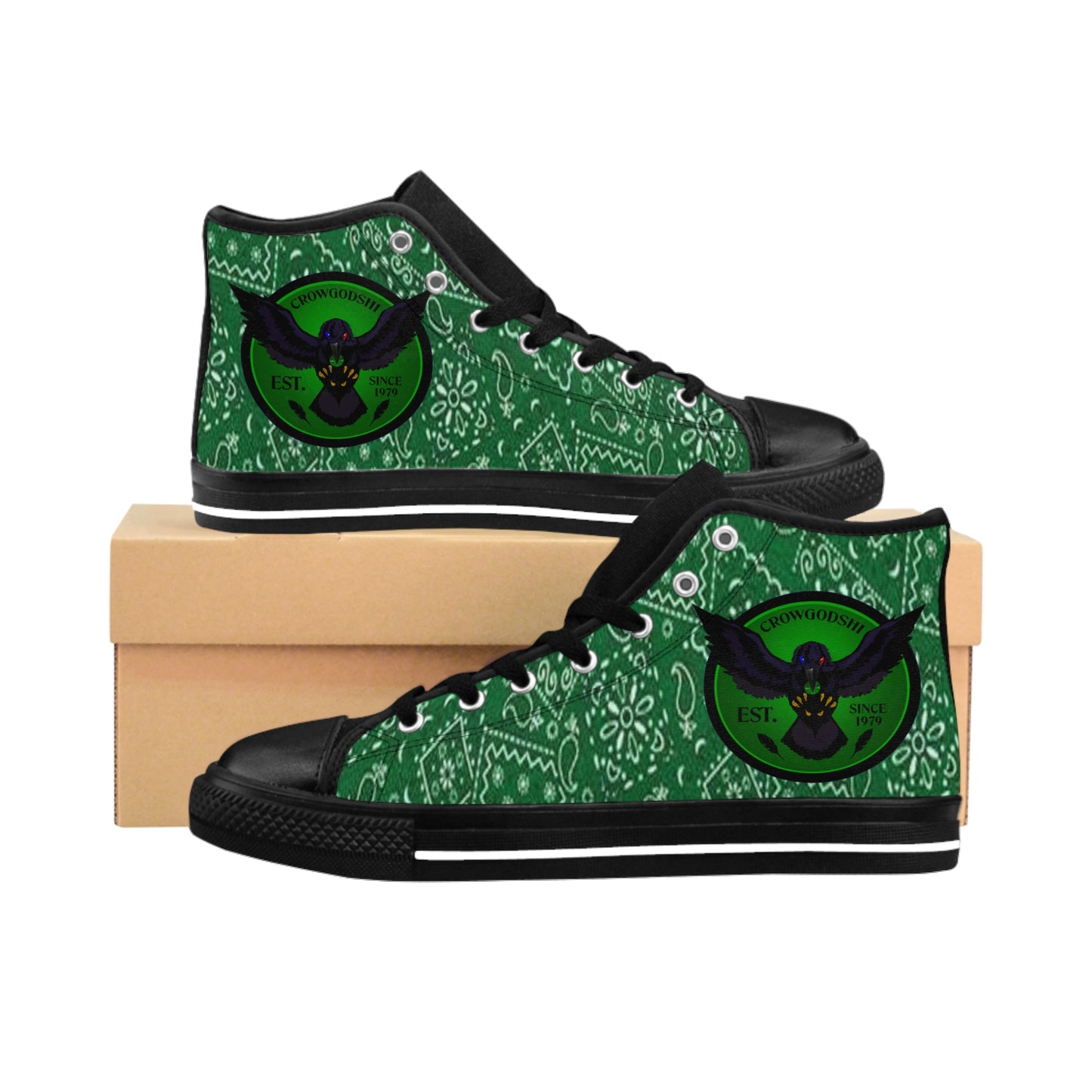 Crowgodshi Men's Green Colors High Tops