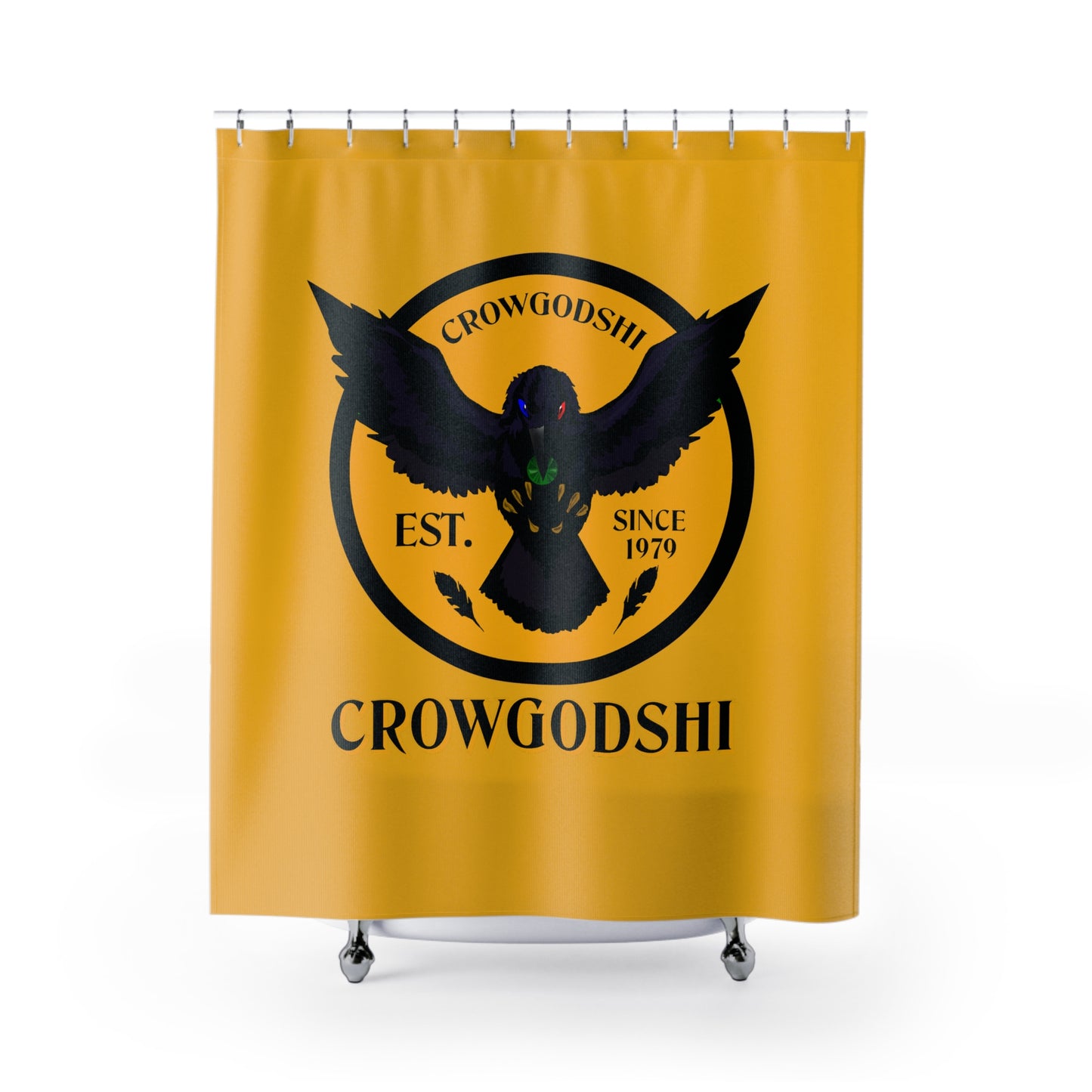 Crowgodshi First Generation Shower Curtain, GOLD LOGO