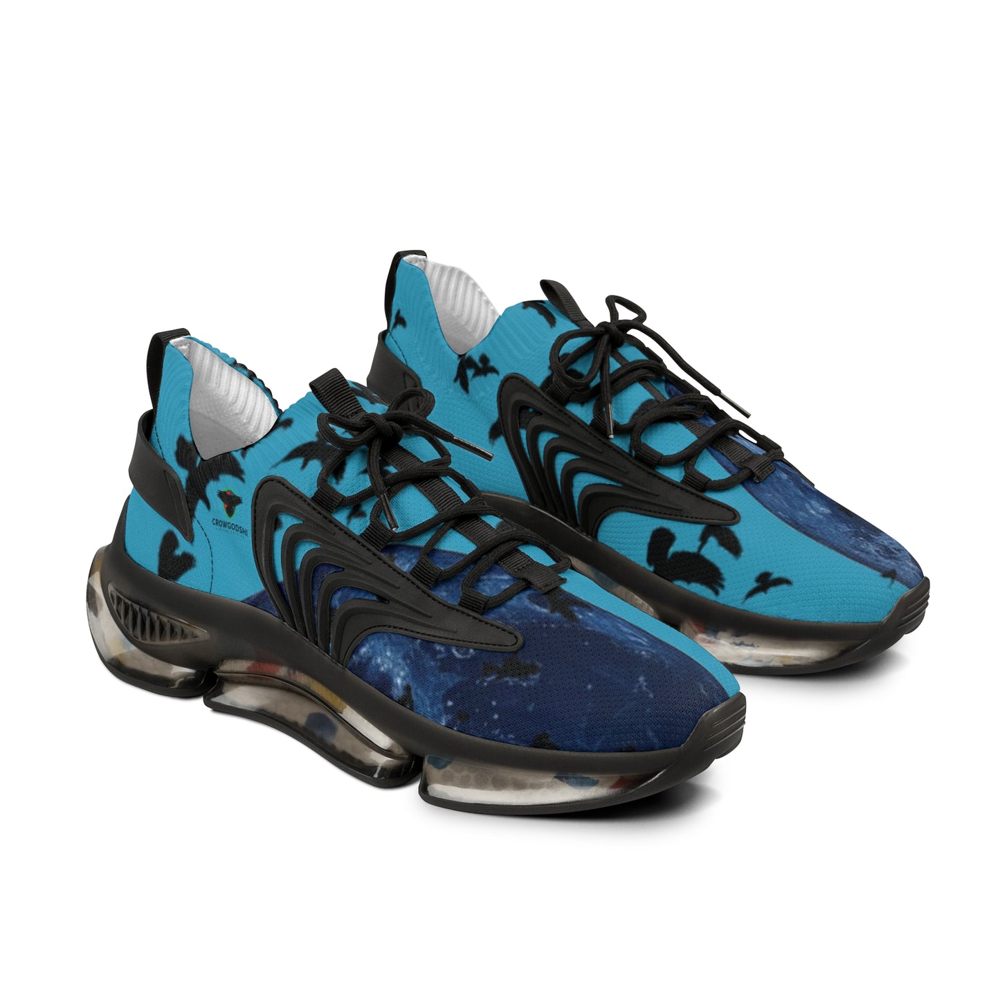 Crowgodshi Mesh Sneakers with Artistic Bird Print