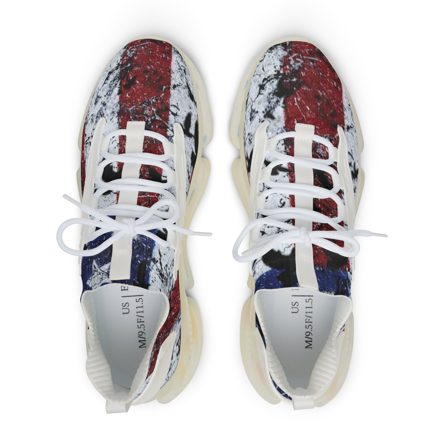 Crowgodshi  1775 Mesh Sneakers with Artistic Bird Print