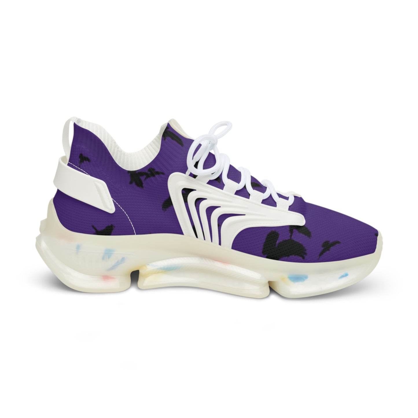 Crowgodshi Mesh Sneakers with Artistic Bird Print