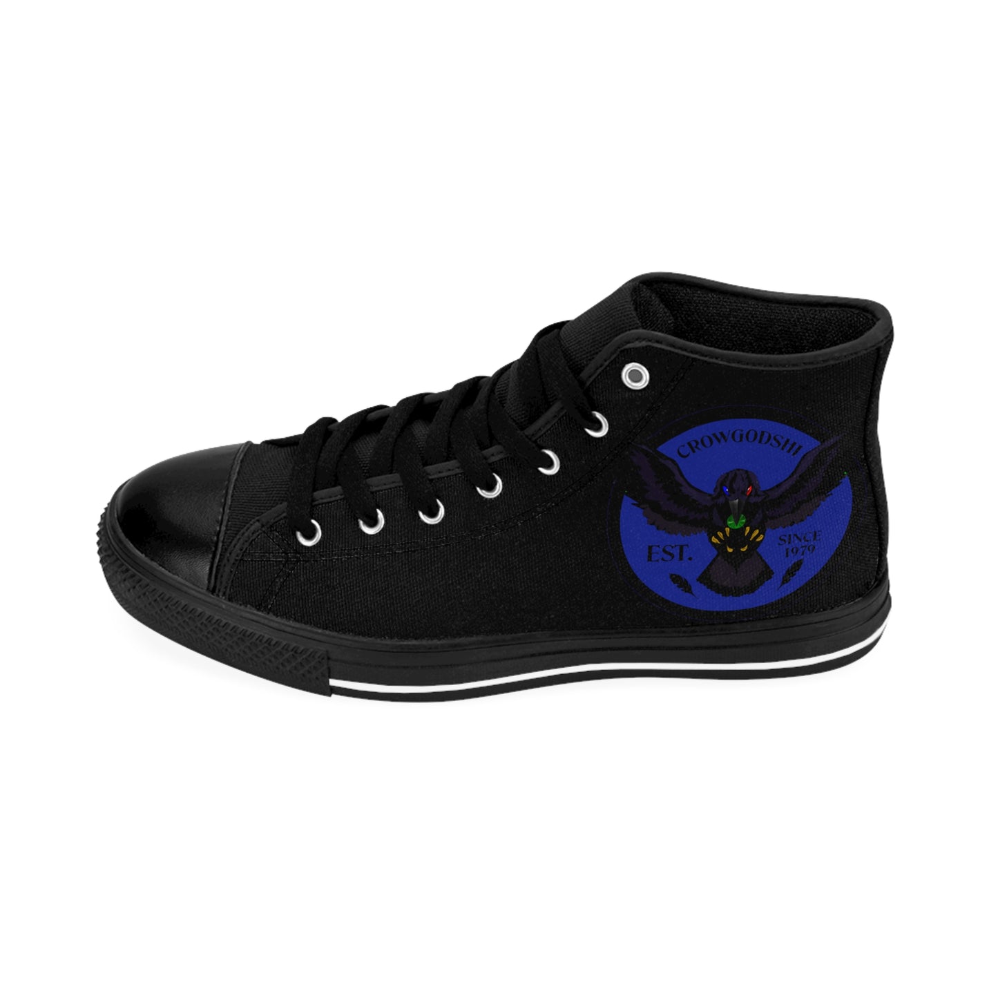 Crowgodshi 2nd Gen. High-Tops, Black on Black w/ DUKE BLUE LOGO