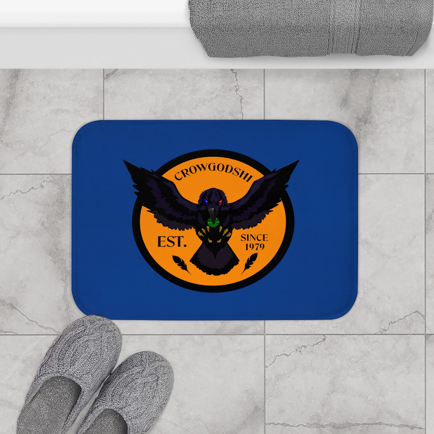 Crowgodshi First Generation Bath Mat, ORANGE LOGO