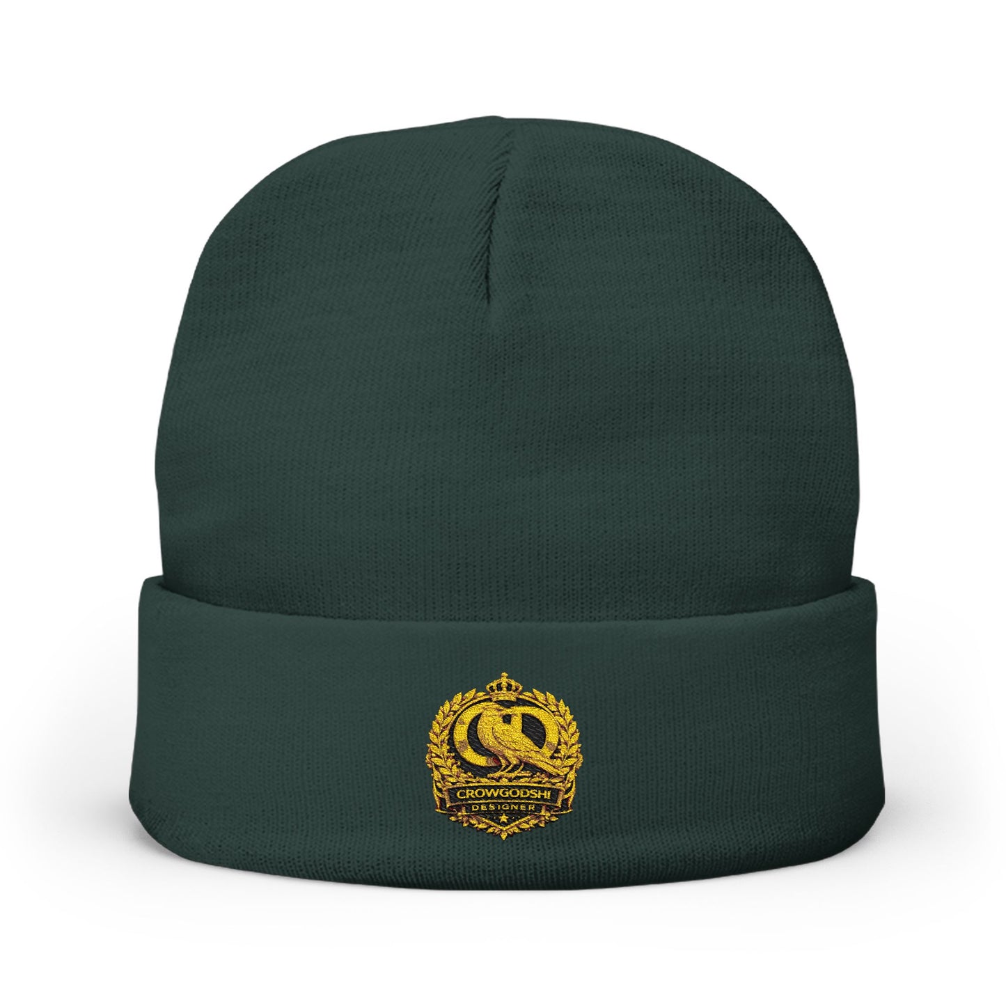 Crowgodshi Designer  Embroidered Knit Beanie