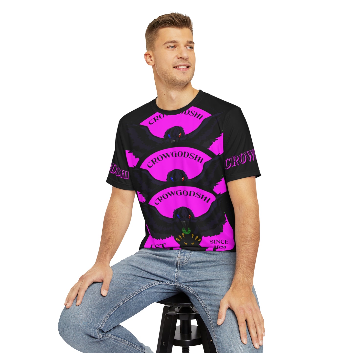 Special Edition Crowgodshi Designer T-shirt, PINK LOGO