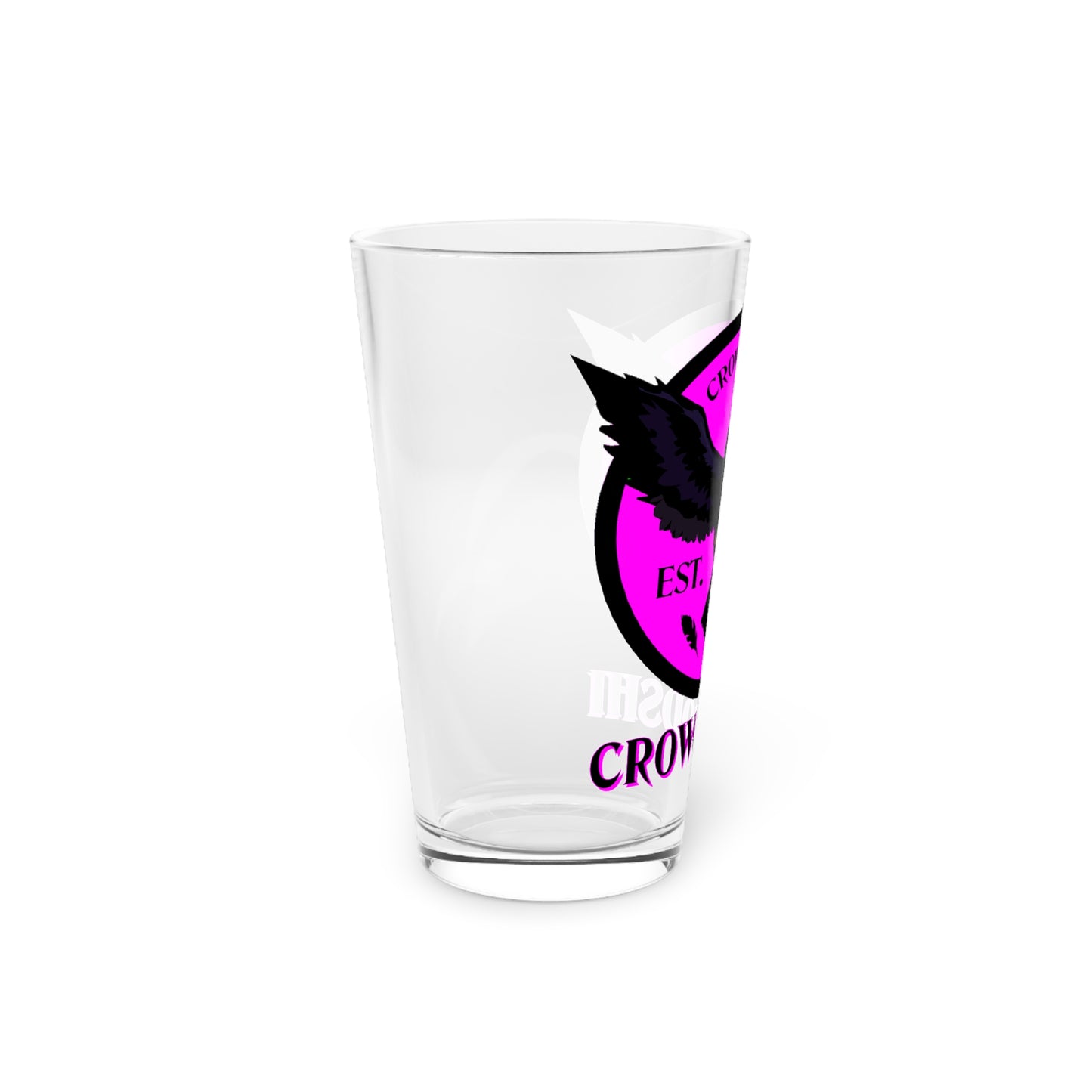 Pink Logo Crowgodshi Pint Glass, 16oz