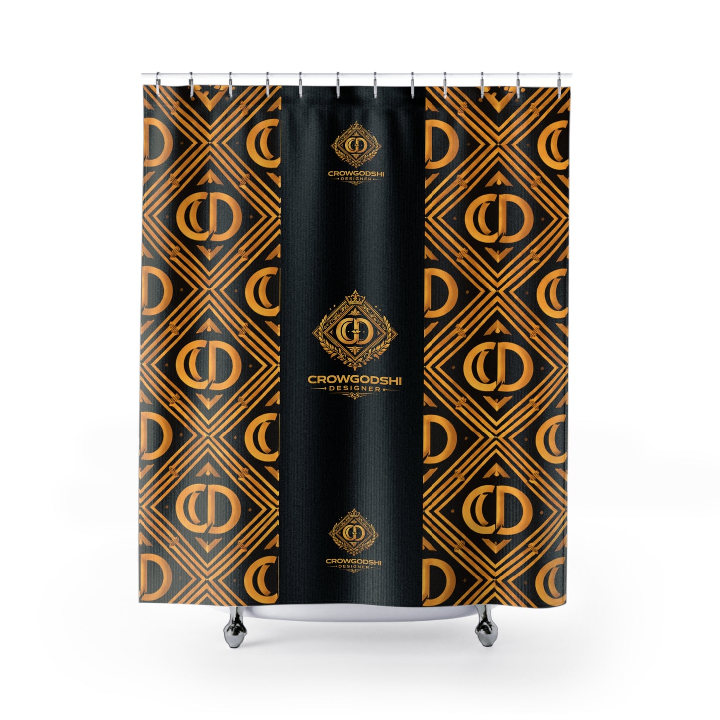 Crowgodshi Designer Shower Curtain – Elegant Geometric Bathroom Decor