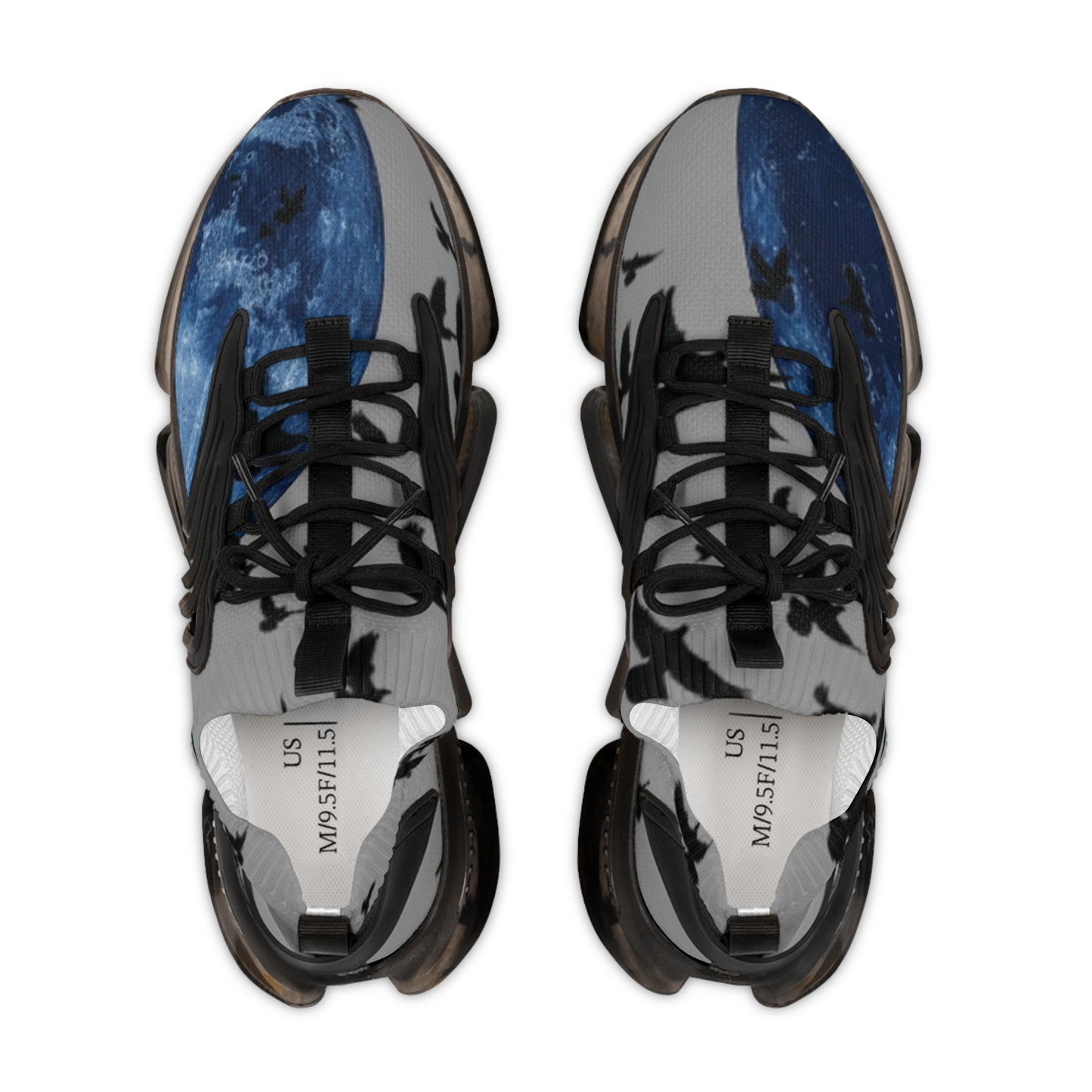 Crowgodshi Mesh Sneakers with Artistic Bird Print