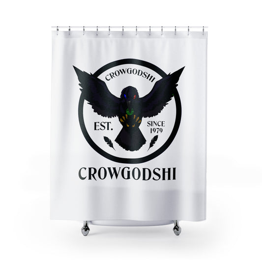 Crowgodshi First Generation Shower Curtain, WHITE LOGO
