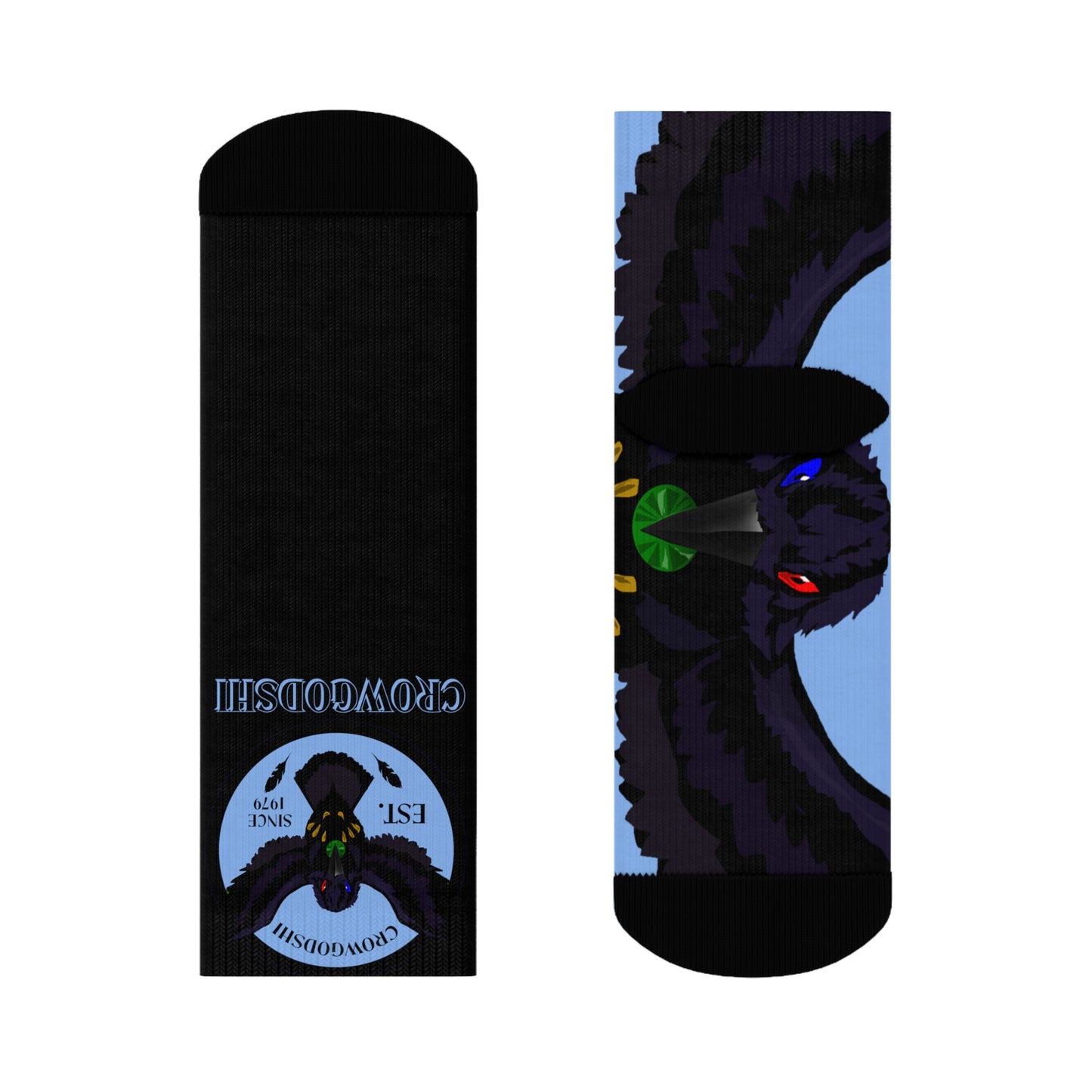 Crowgodshi First Generation Limited Edition Black Socks, CAROLINA BLUE LOGO