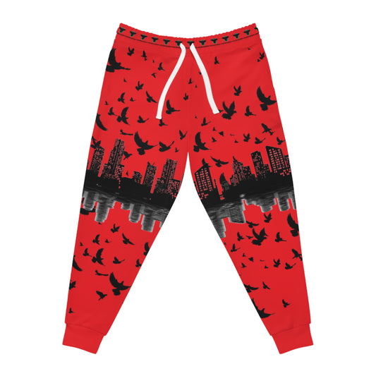 Crowgodshi Designer Red Moonlight Joggers