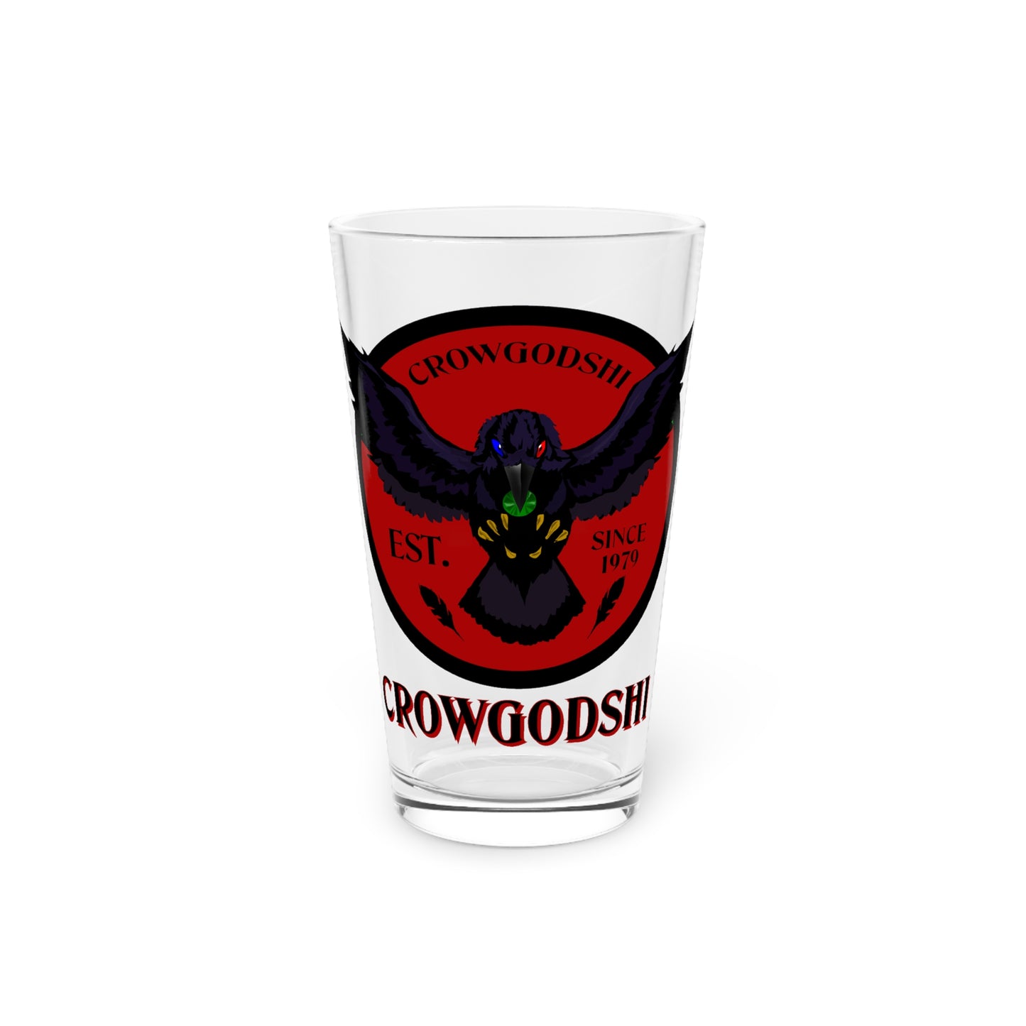 Burgundy Logo Crowgodshi Pint Glass, 16oz