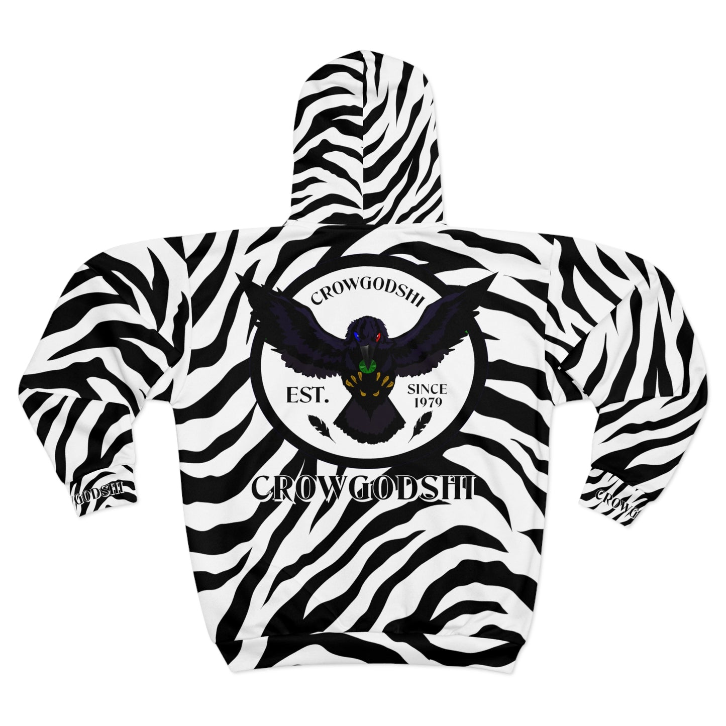 Crowgodshi Designer White Tiger Zipped Hoodie