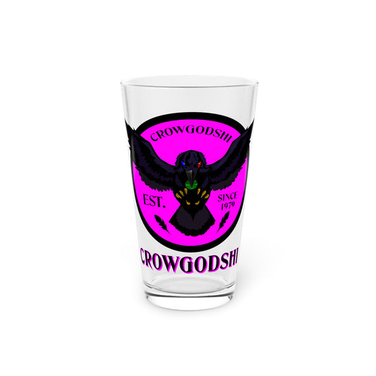 Pink Logo Crowgodshi Pint Glass, 16oz