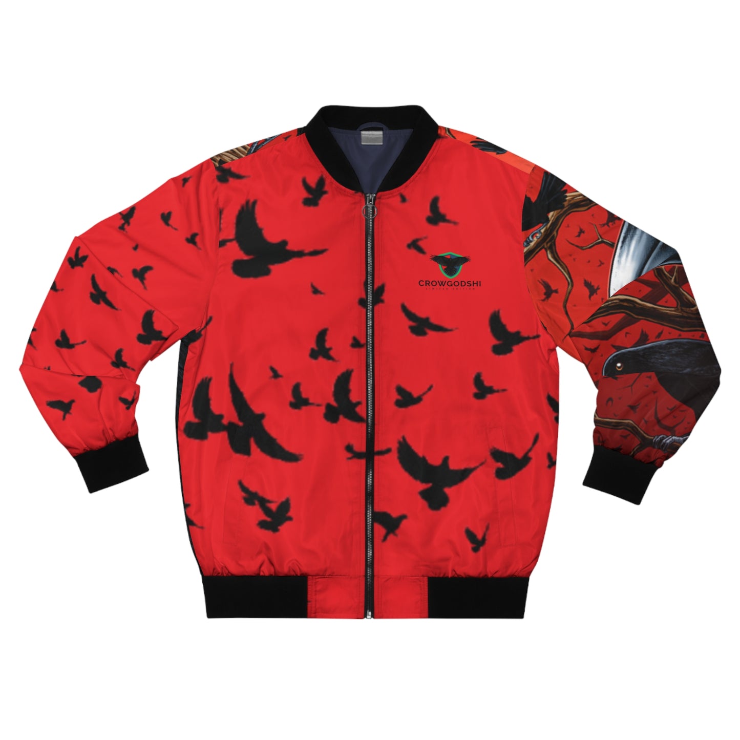 Limited Edition Men's Bomber Jacket with Crow World Design