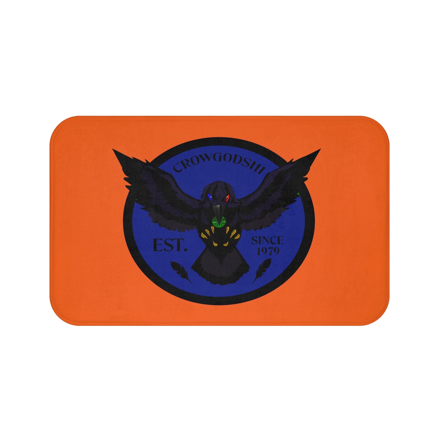 Crowgodshi First Generation Bath Mat, BLUE LOGO