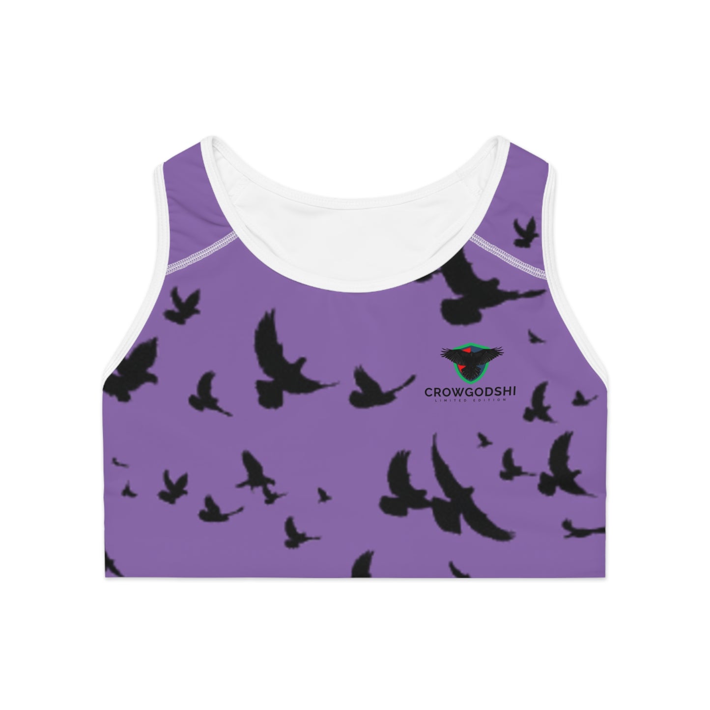 Purple Bird Print Sports Bra - Fitness & Activewear for Nature Lovers