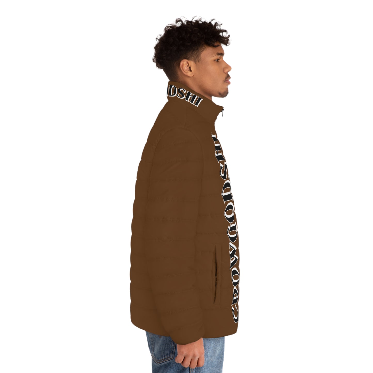 Men's CROWGODSHI Puffer Jacket, BROWN