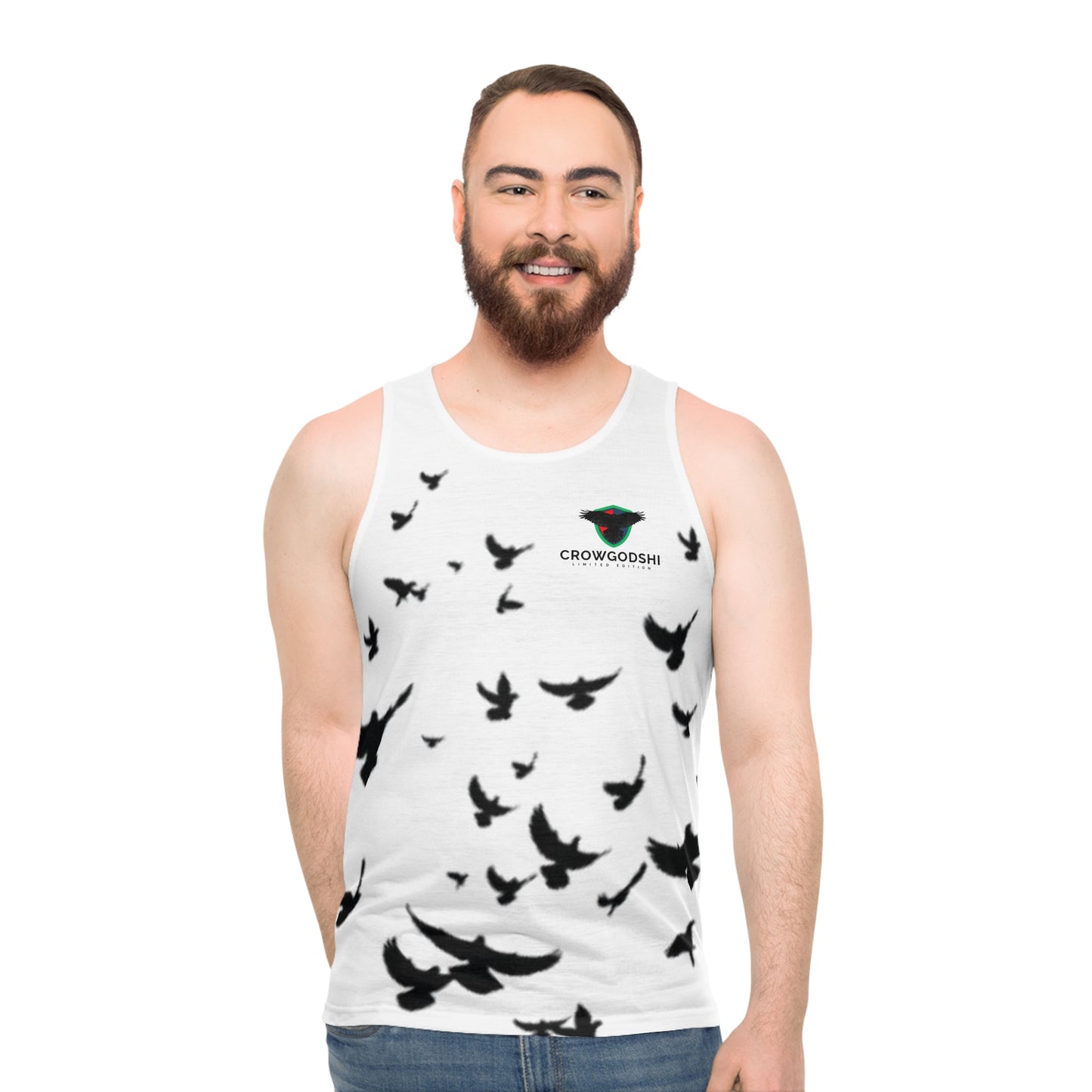 Freedom Flight Unisex Tank Top - Black Bird Print