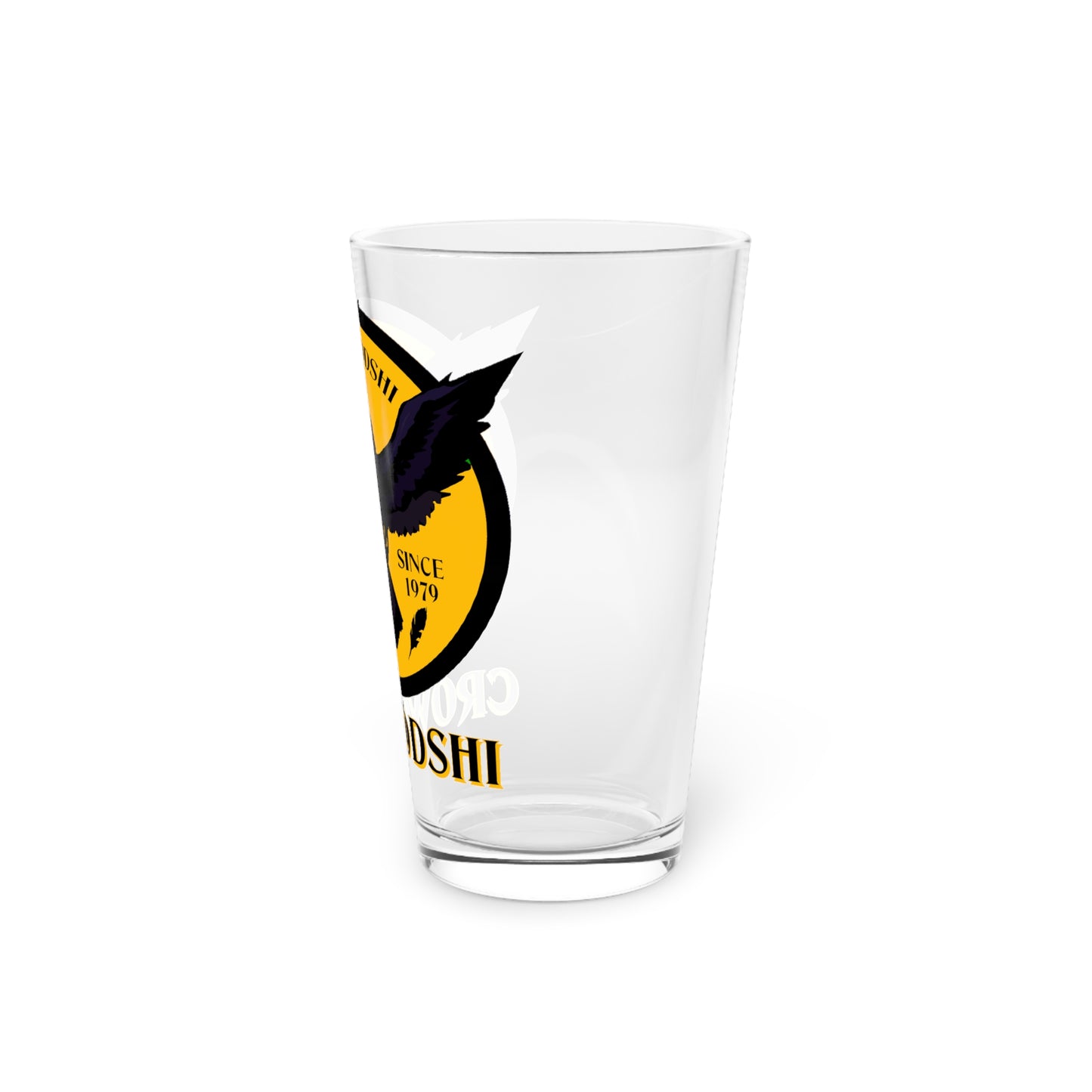 Gold Logo Crowgodshi Pint Glass, 16oz