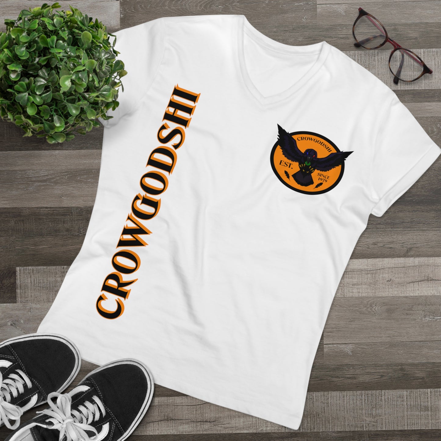 Crowgodshi Designer First Generation Men’s Presenter V-neck, ORANGE LOGO