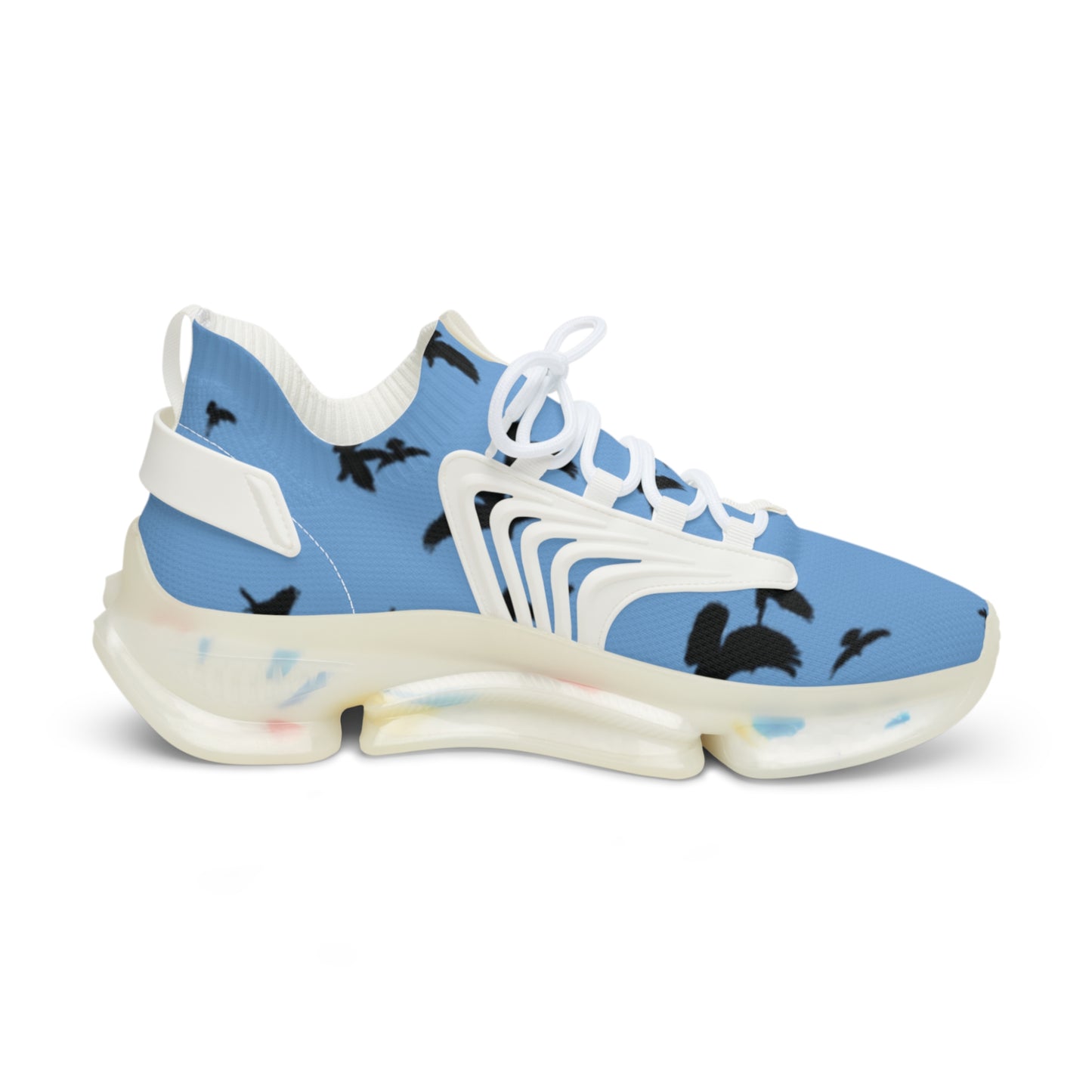 Crowgodshi Mesh Sneakers with Artistic Bird Print