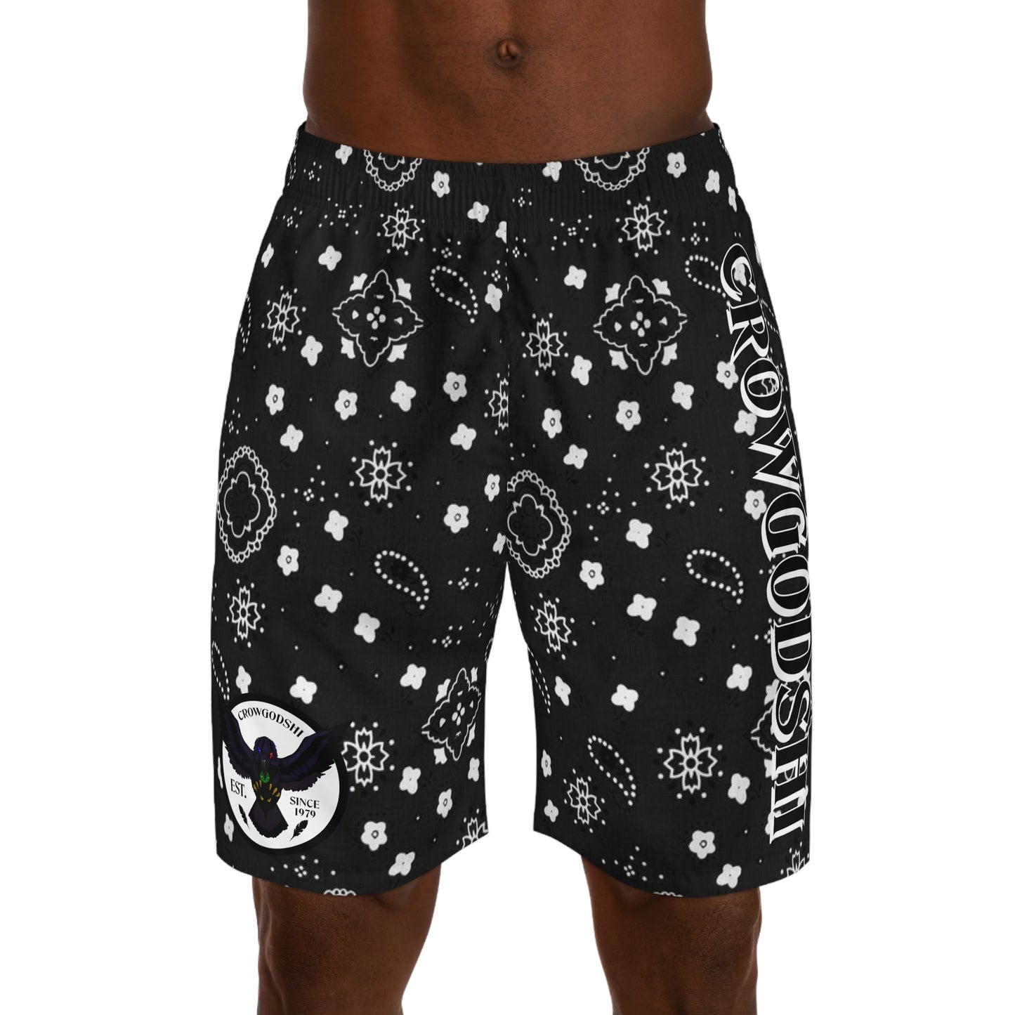 Crowgodshi Men's Black Colors Hawaiian Shorts
